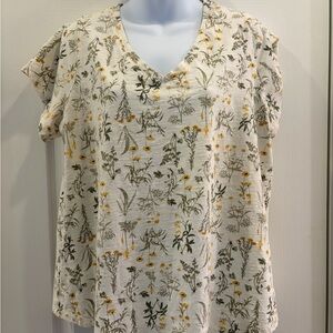 Lucky Brand Cream Floral Short Sleeve Top